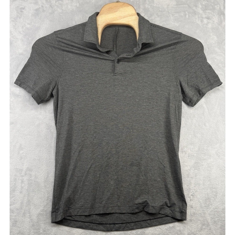 Lululemon Polo Gray Stretch Golf Polo Shirt Men's No Size Tag 19x26